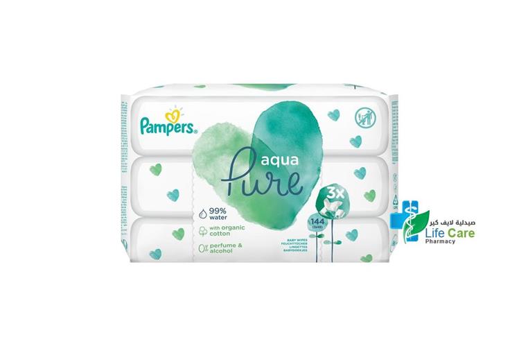 PAMPERS AQUA PURE 3X 144 99% WATER - Life Care Pharmacy