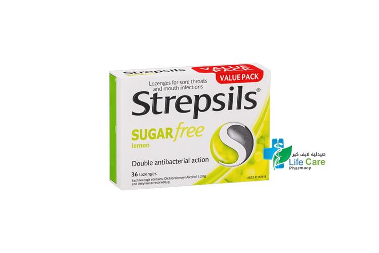 STREPSILS LEMON SUGAR FREE 36 LOZENGES - Life Care Pharmacy