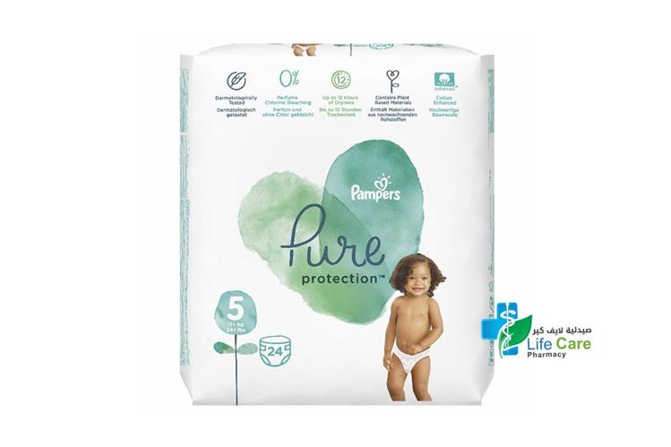 PAMPERS 5 PURE PROTECTION 11 PLUS  KG 24 PCS - Life Care Pharmacy
