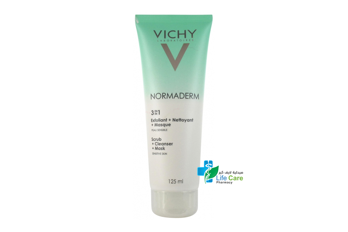 VICHY NORMADERM 3 IN 1 SCRUB CLEANSER MASK 125ML - Life Care Pharmacy