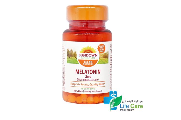 SUNDOWN MELATONIN 3MG 60 TABLET - Life Care Pharmacy