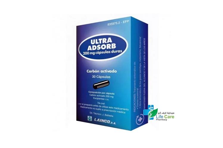 ULTRA ADSORB 200 MG HARD CAPSULES 30 CAP ACTIVATED CARBON - Life Care Pharmacy