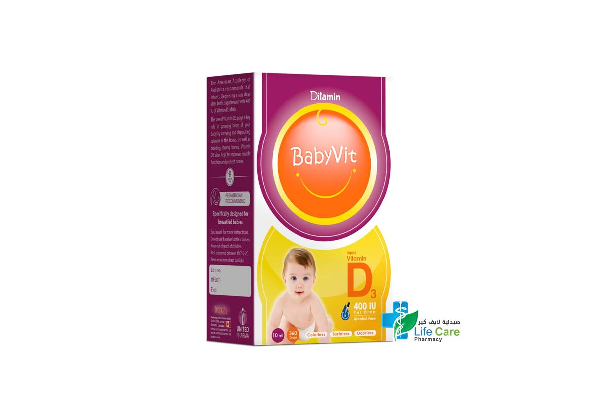 DITAMIN BABYVIT D3 400IU DROPS 10 ML - Life Care Pharmacy