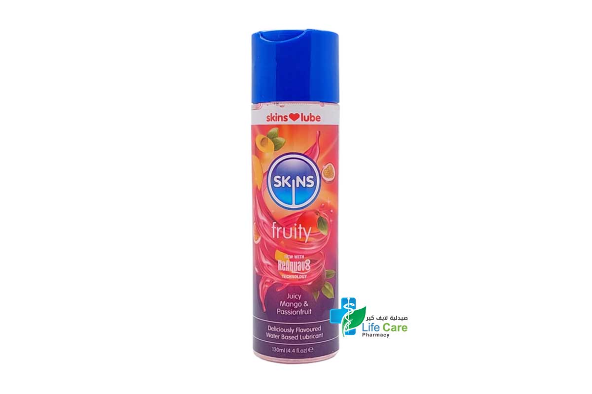 SKINS FRUITY JUICY MANGO AND PASSIONFRUIT LUBRICANT 130ML - Life Care Pharmacy