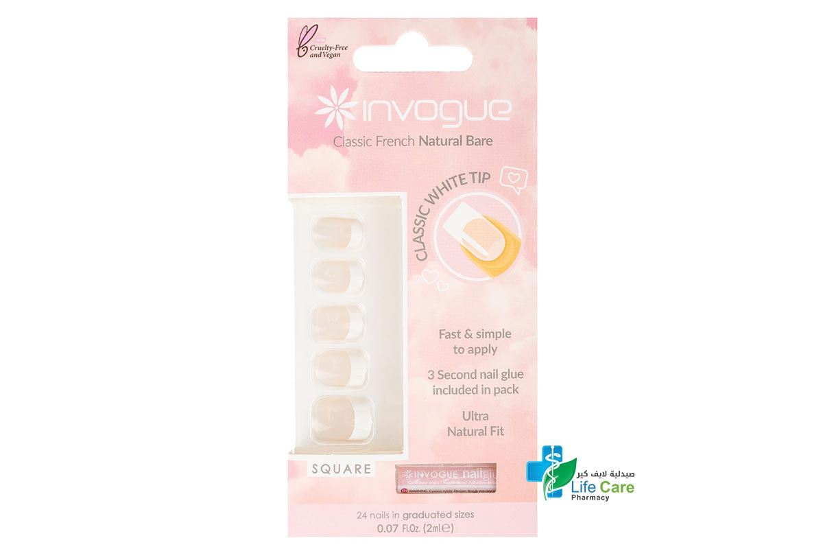 INVOGUE NATURAL BARE SQUARE 24 NAILS - Life Care Pharmacy
