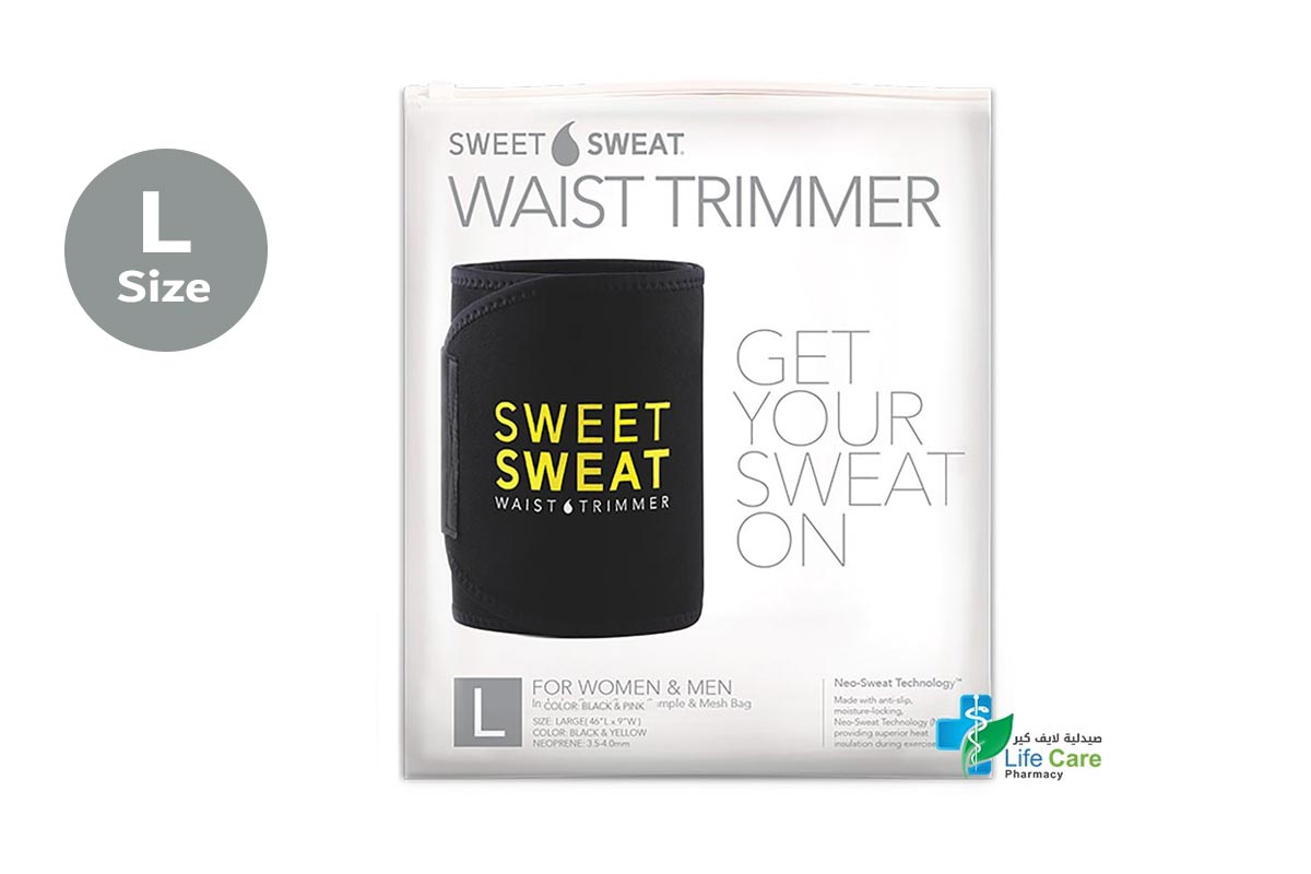 SWEET SWEAT WAIST TRIMMER BLACK AND YELLOW LARGE - Life Care Pharmacy