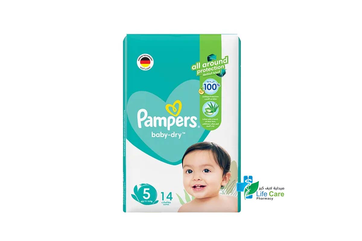 PAMPERS 5 BABY DRY 14 DIAPERS 11 TO 16 KG - Life Care Pharmacy