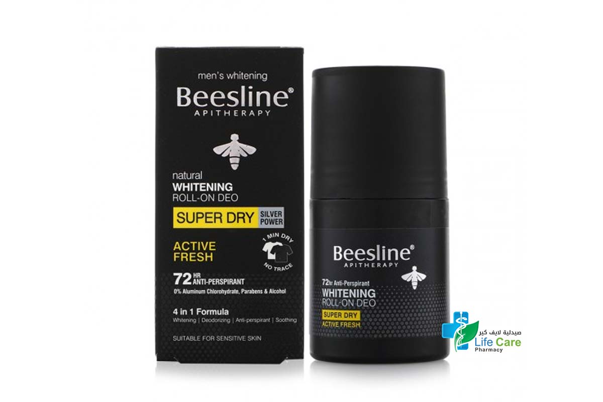 BEESLINE WHITENING DEO ROLL SUPER DRY ACTIVE FRESH 72H 50ML - Life Care Pharmacy