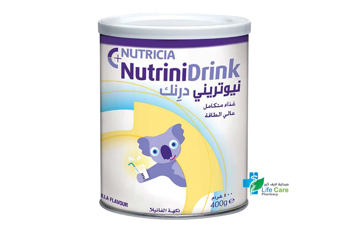 NUTRICIA NUTRINI DRINK VANILLA FLAVOUR MILK 400GM - Life Care Pharmacy
