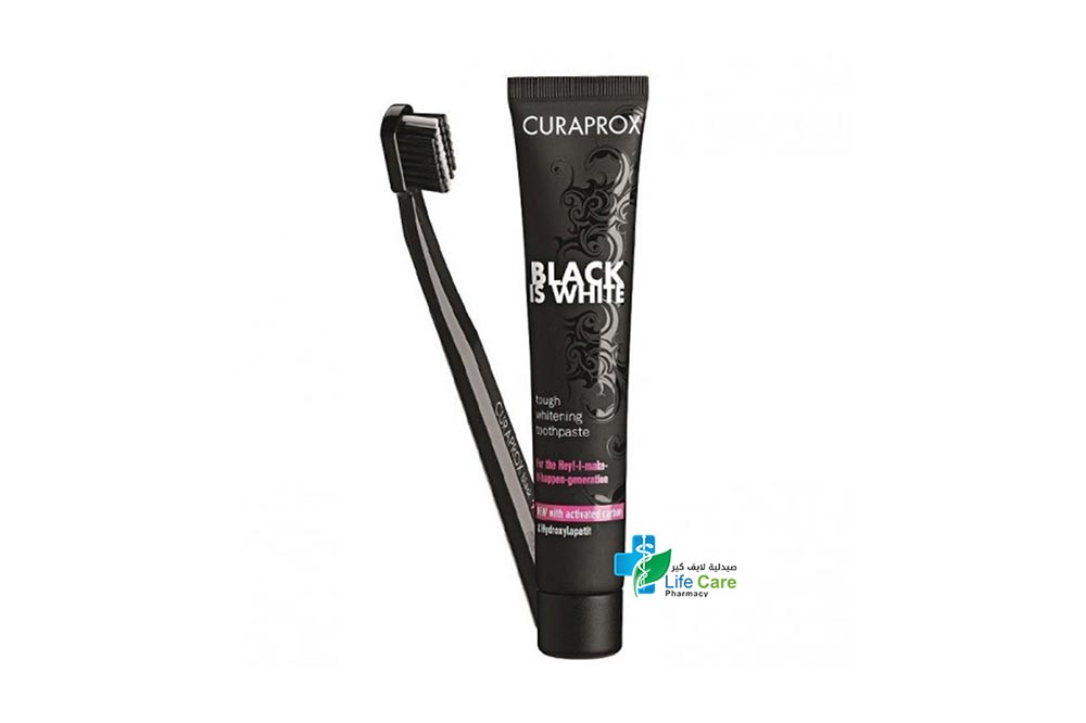 CURAPROX BLACK IS WHITE TOOTHPASTE PLUS BRUSH - Life Care Pharmacy
