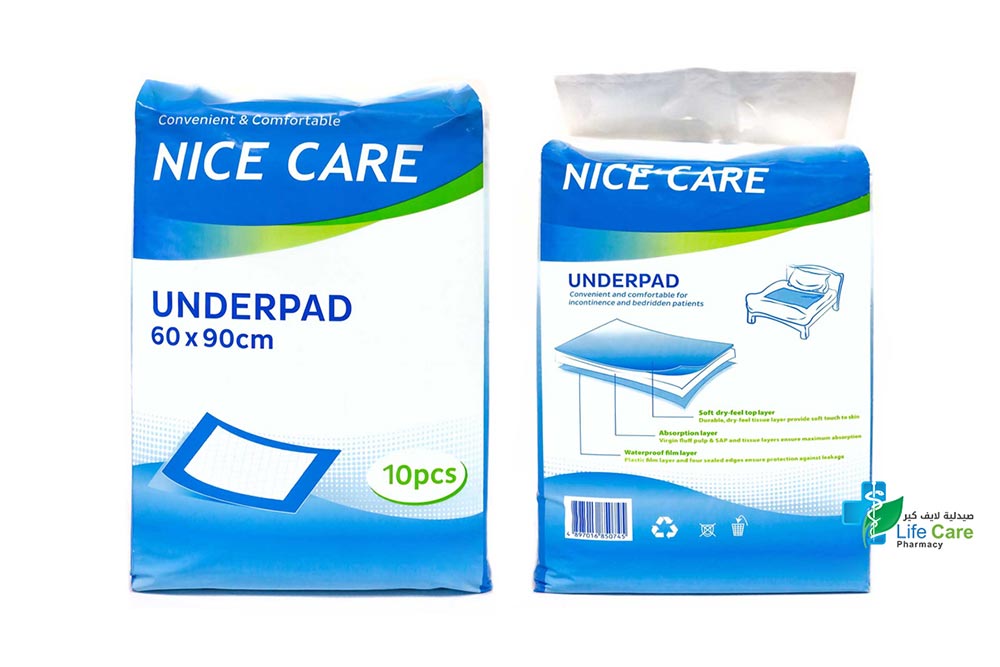 NICE CARE UNDERPAD 60X90 10PCS - Life Care Pharmacy