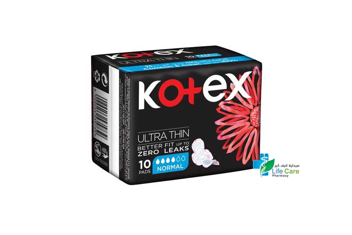 KOTEX ULTRATHIN  NORMAL  WINGS 10 PADS - Life Care Pharmacy