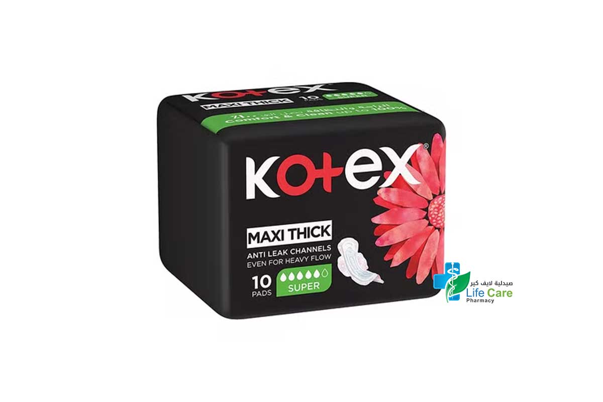 KOTEX MAXI THICK SUPER 10 PADS - Life Care Pharmacy