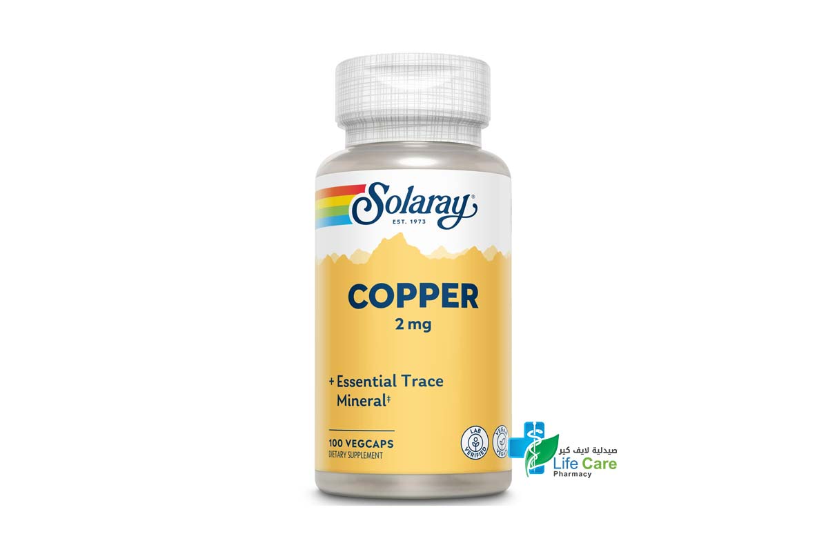 SOLARAY COPPER 2MG 100 CAPSULES - Life Care Pharmacy