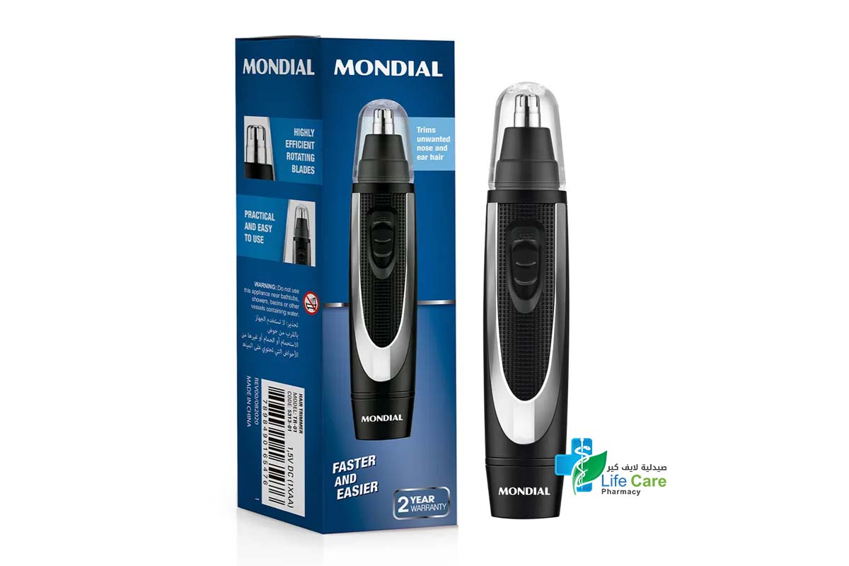 MONDIAL TRIMS UNWANTED NOSE AND EAR HAIR TR 01 - Life Care Pharmacy
