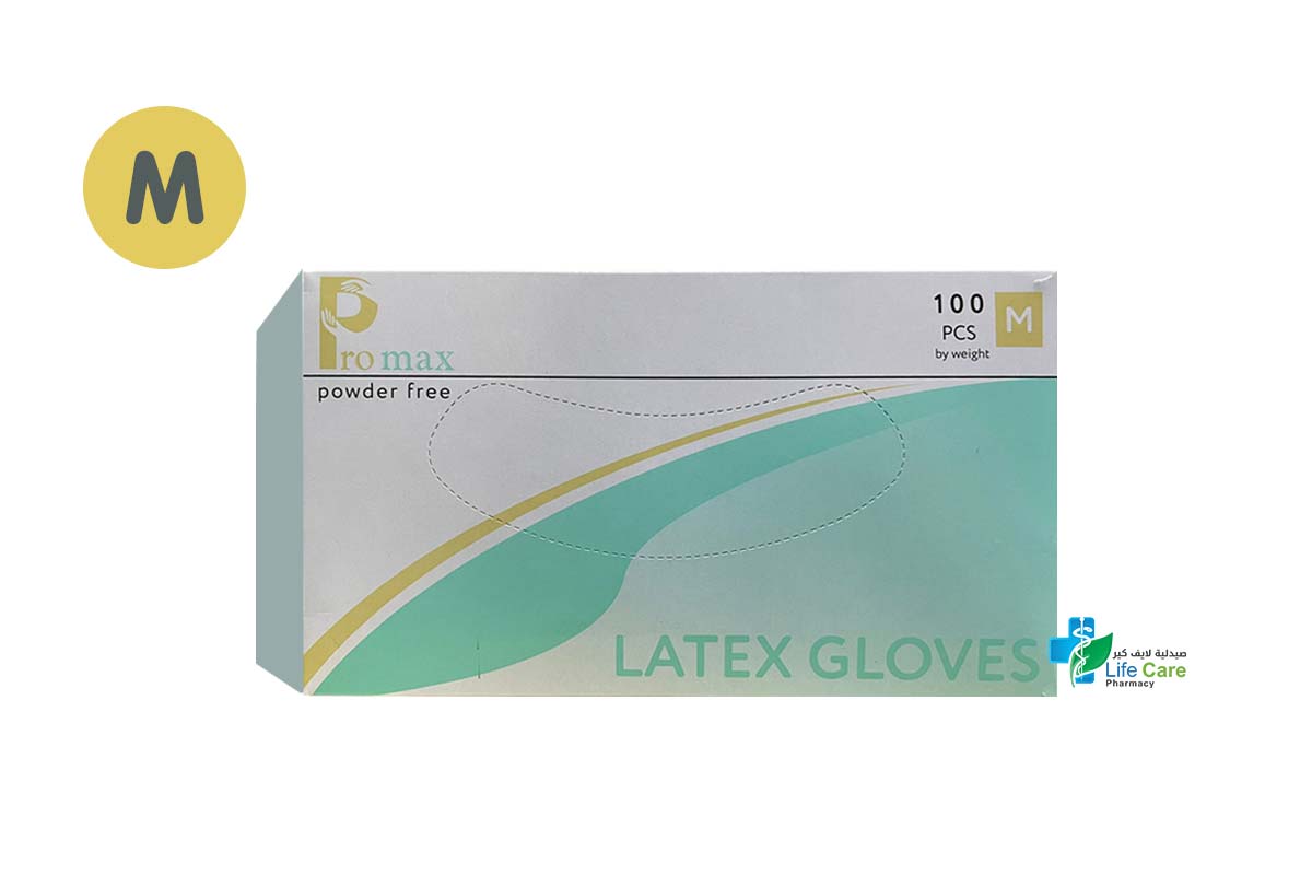 PROMAX POWDER FREE LATEX GLOVES MEDIUM 100 PCS - Life Care Pharmacy