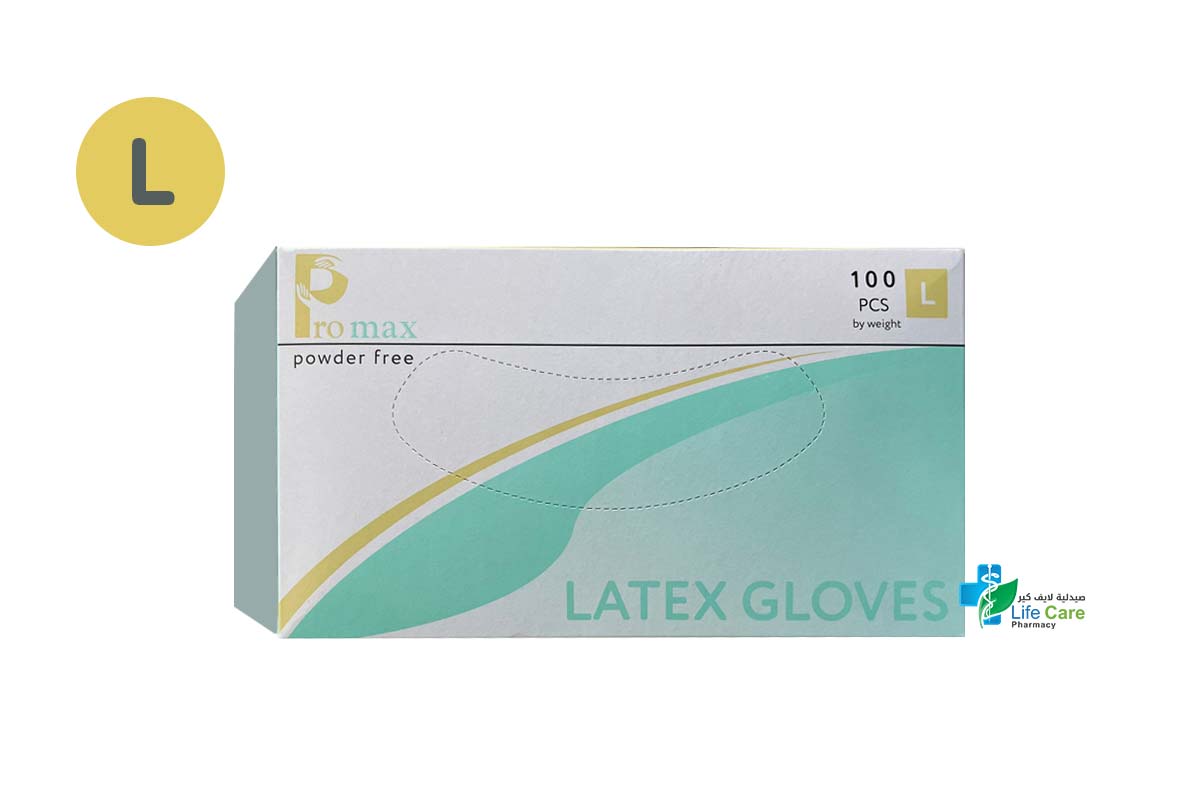 PROMAX POWDER FREE LATEX GLOVES LARGE 100 PCS - Life Care Pharmacy