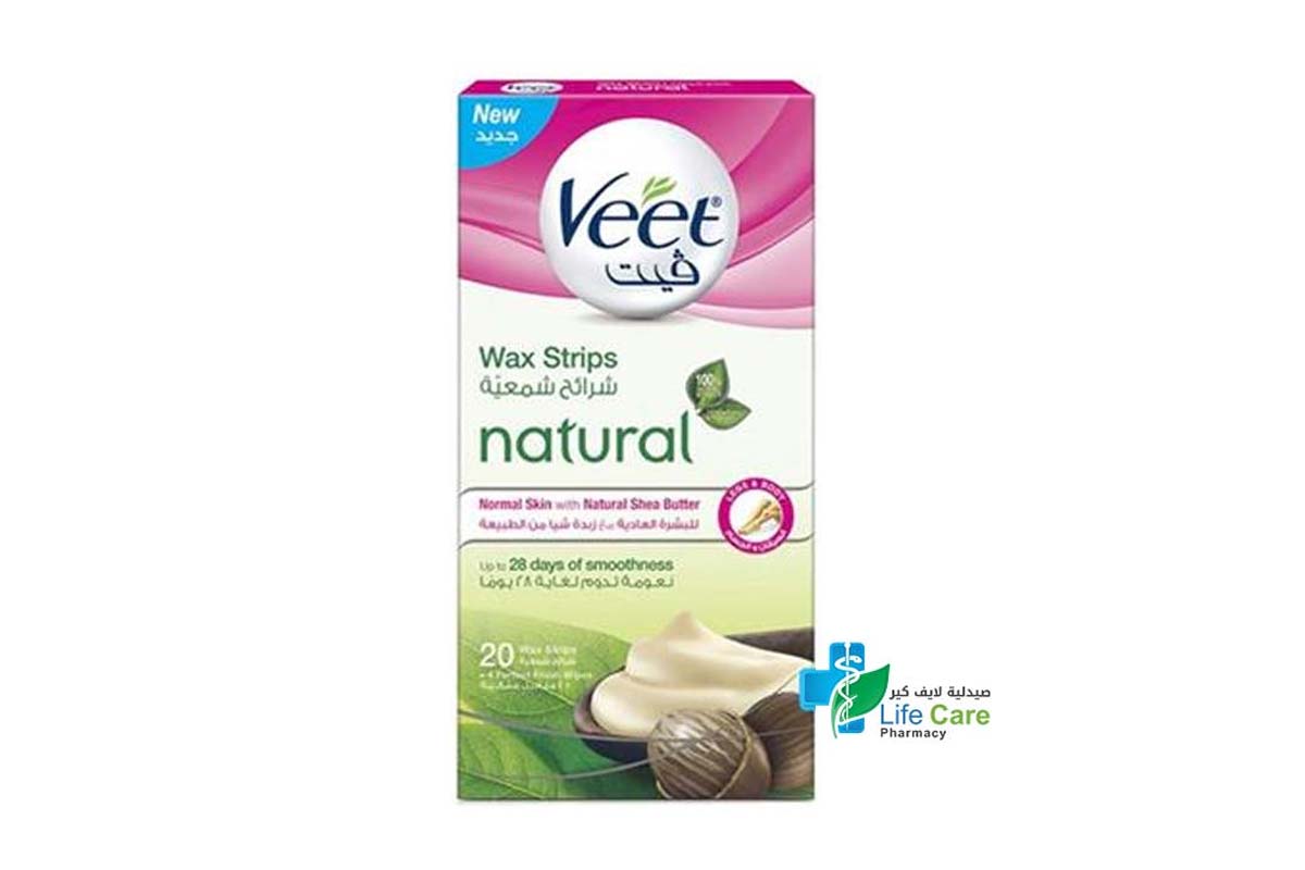 VEET WAX STRIPS NATURALS SHEA BUTTER 20 WAX STRIPS - Life Care Pharmacy
