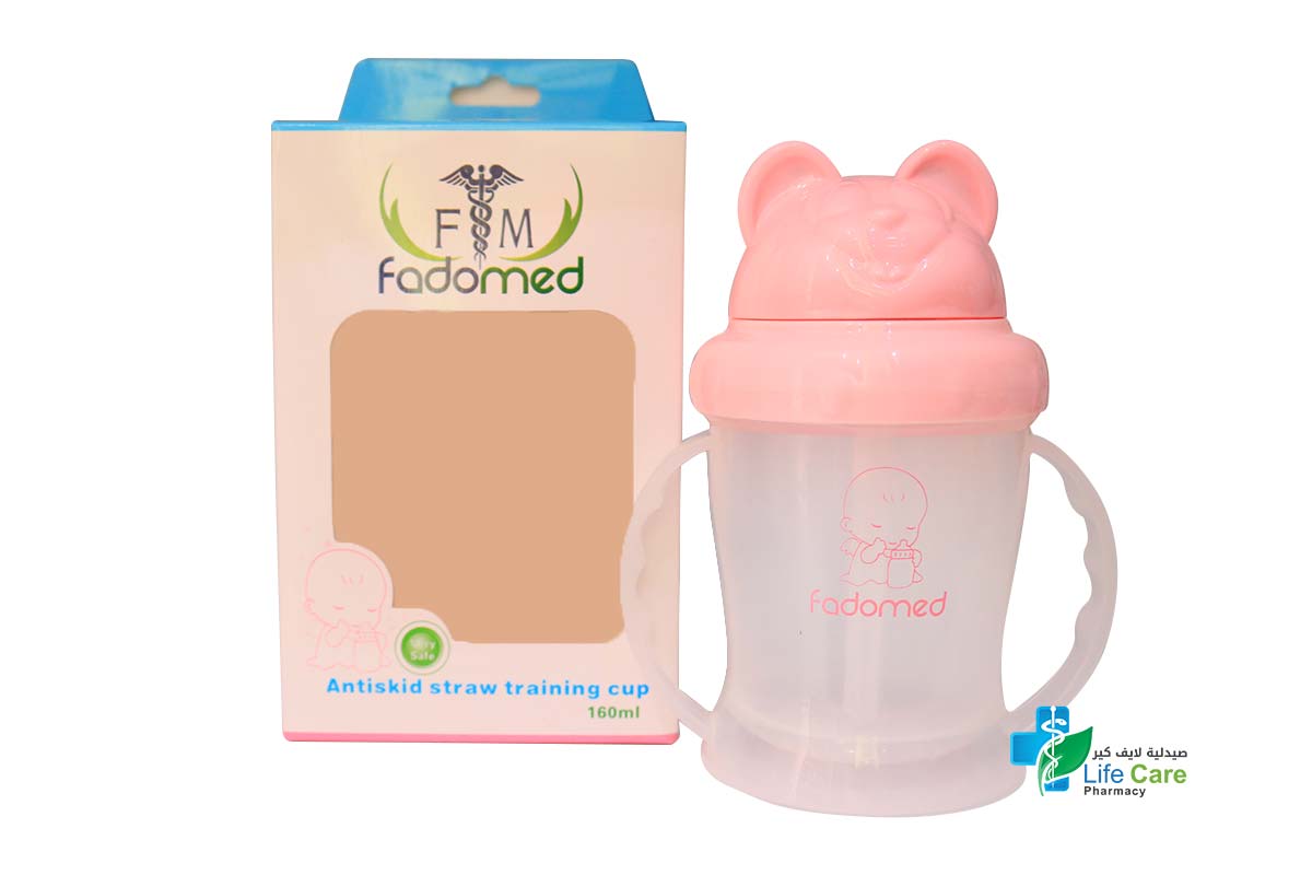 FADOMED ANTISKID STRAW TRAINING CUP PINK 160 ML - Life Care Pharmacy