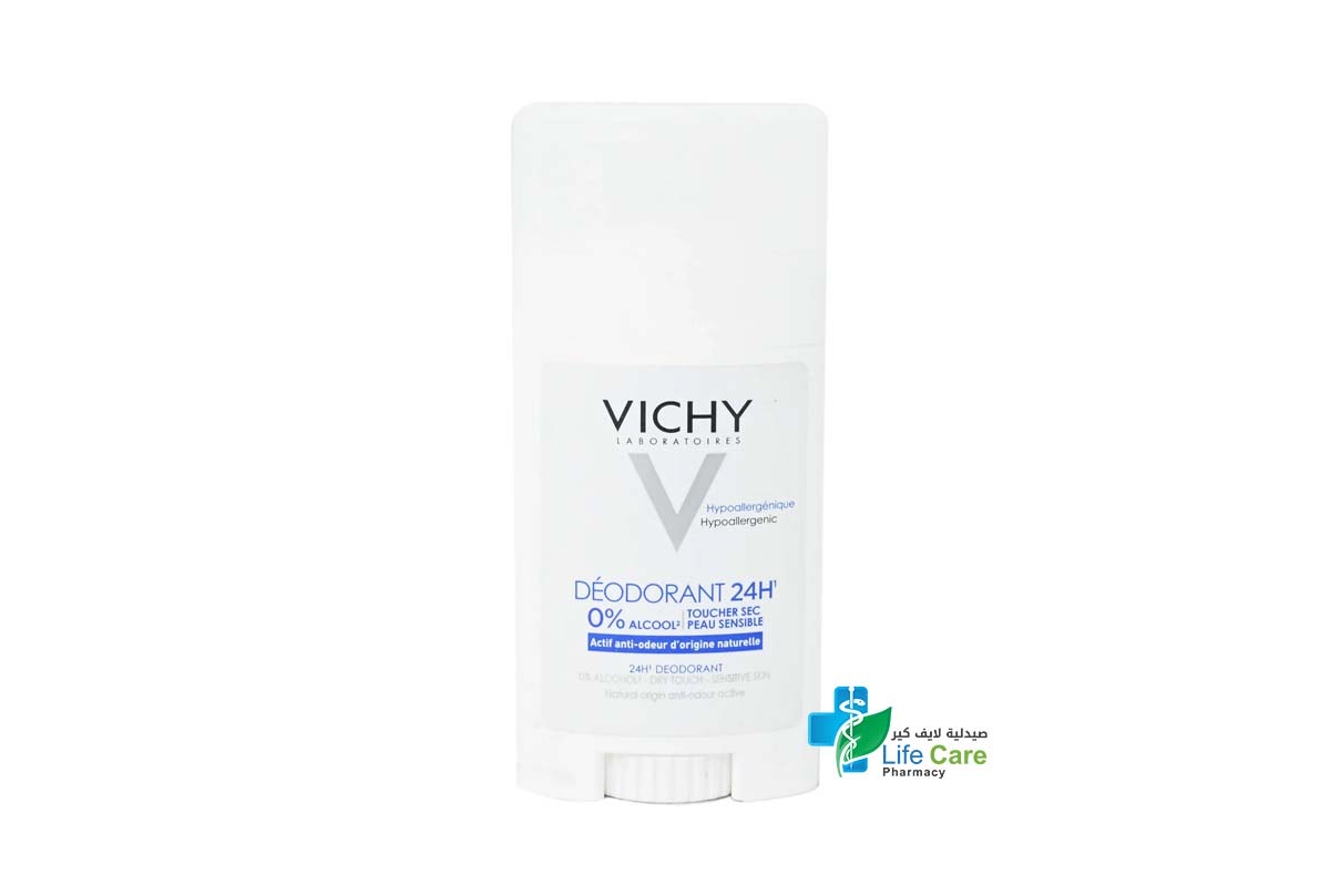 VICHY DEODORANT 24 HOURS STICK DRY TOUCH 0% ALCOHOL 40ML - Life Care Pharmacy