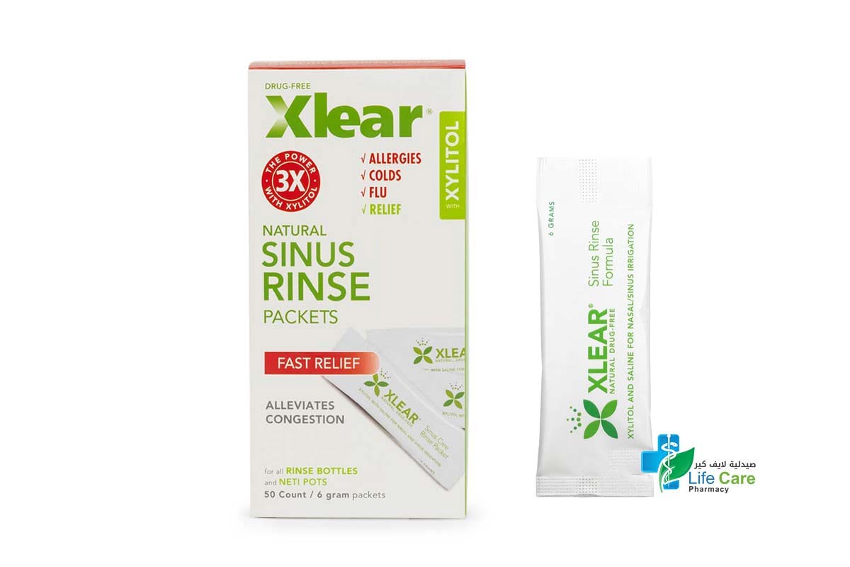 XYLITOL XLEAR SINUS  RINSE PACKETS 50 COUNT 6GM - Life Care Pharmacy