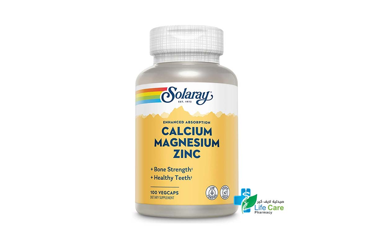 SOLARAY CALCIUM MAGNESIUM AND ZINC 100 CAP - Life Care Pharmacy