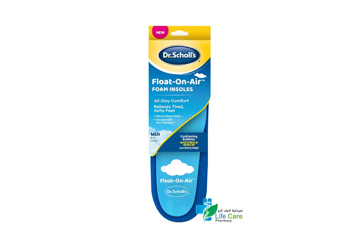 DR SCHOLLS FLOAT ON AIR FOAM INSOLES FOR MEN 8-14 1 PAIR - Life Care Pharmacy