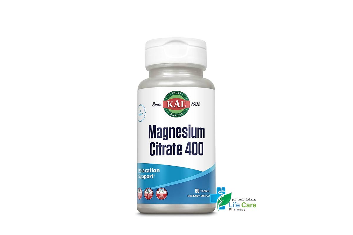 KAL MAGNESIUM CITRATE 400MG 60 TABLETS - Life Care Pharmacy