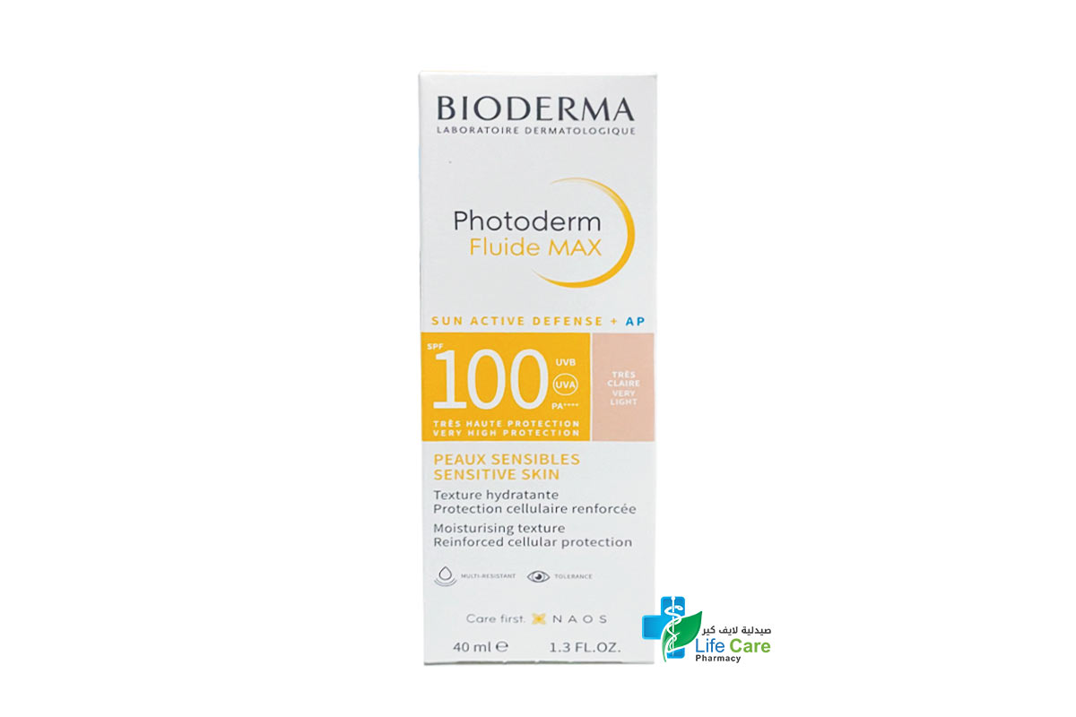 BIODERMA PHOTODERM FLUIDE MAX VERY LIGHT SPF100 40 ML - Life Care Pharmacy