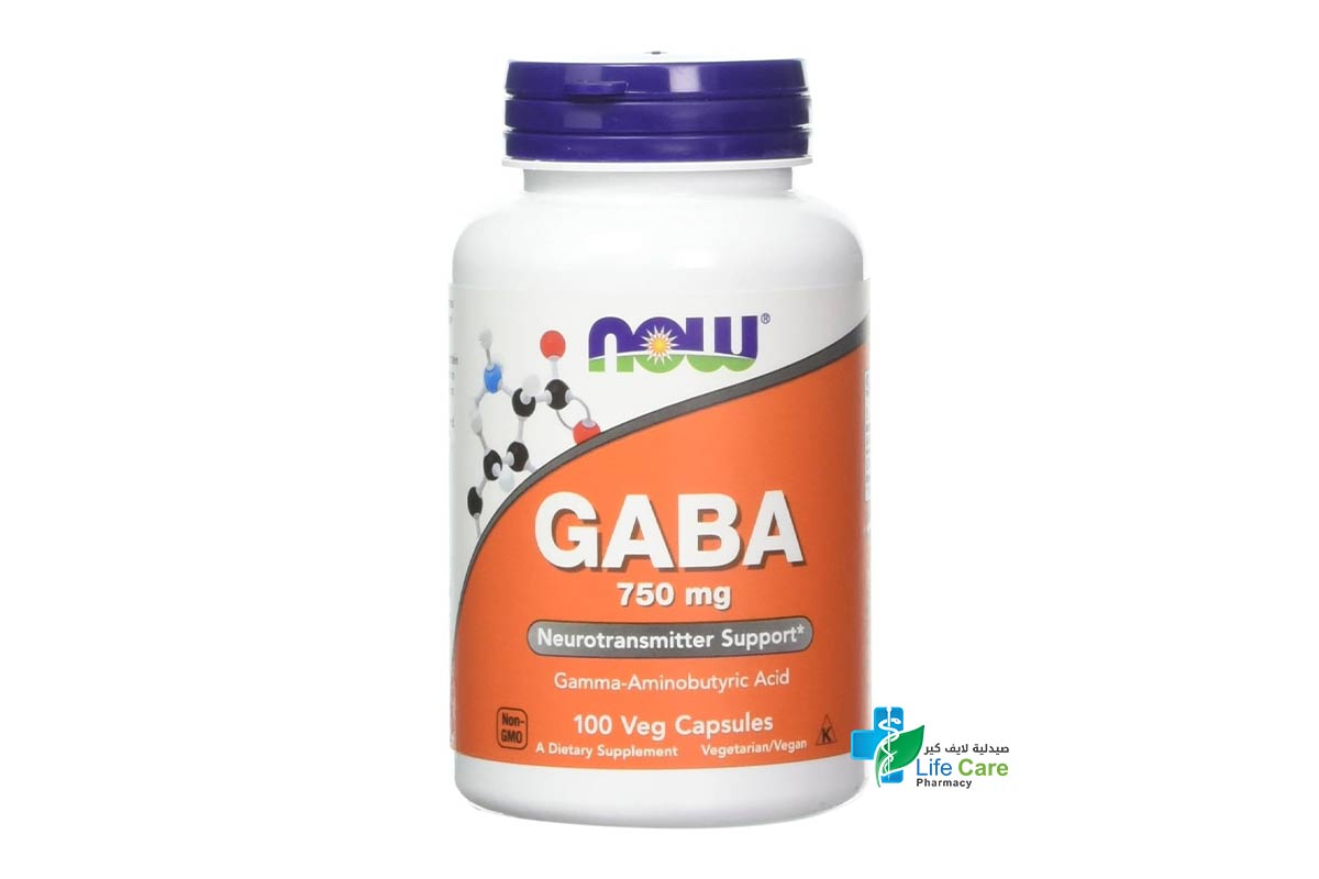 NOW GABA 750MG 100 VEG CAPSULES - Life Care Pharmacy