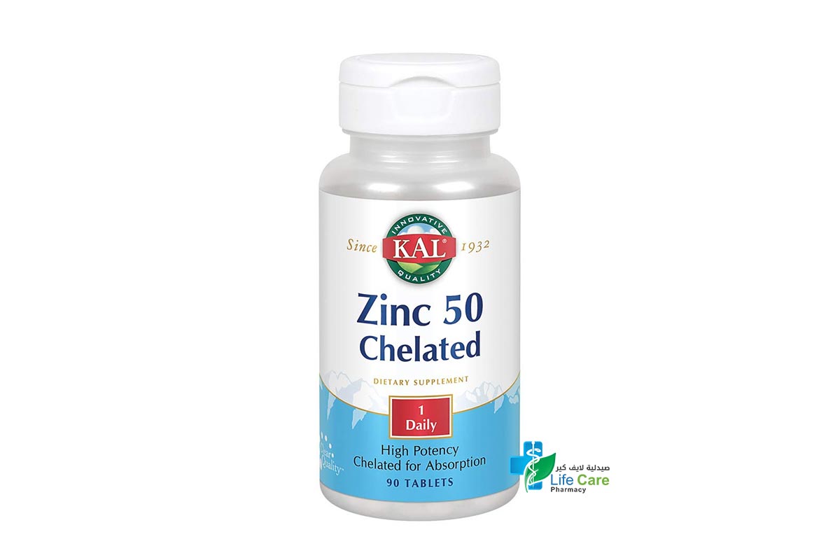 KAL ZINC 50MG CHELATED 90 TABLETS - Life Care Pharmacy
