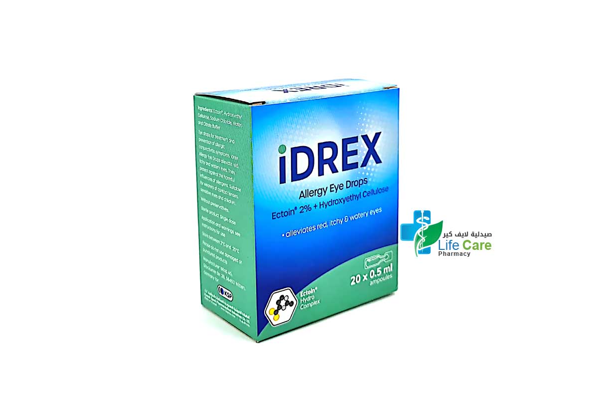 IDREX ALLERGY EYE DROPS 0.5ML X 20 AMPULES - Life Care Pharmacy