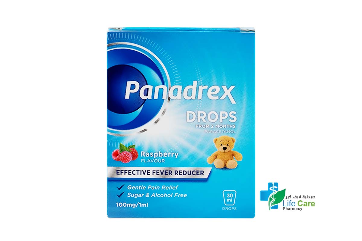 PANADREX 100MG 1ML DROPS ROSPBERRY FLAVOUR FROM 2 MONTHS 30 ML - Life Care Pharmacy