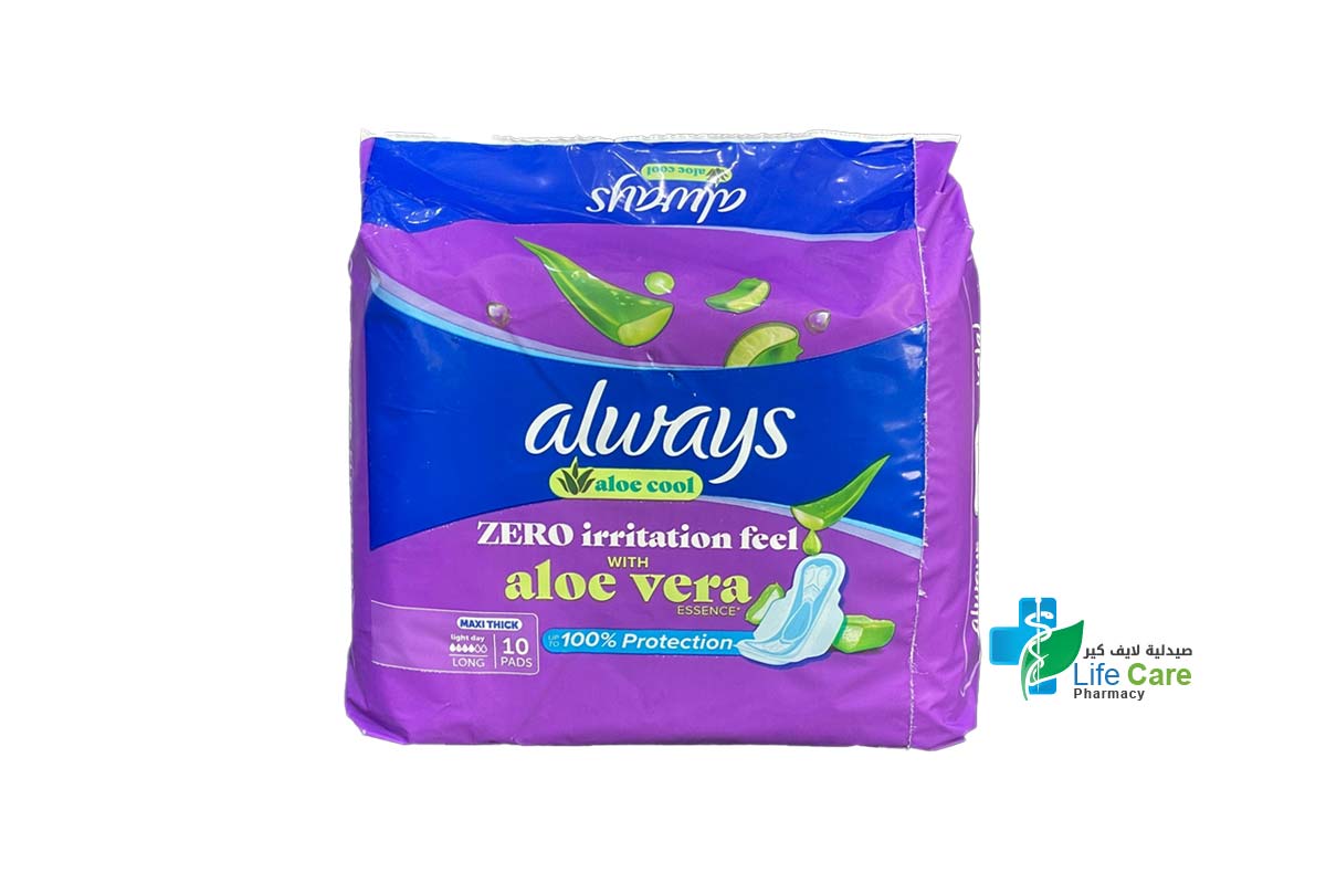 ALWAYS COOL AND DRY NO HEAT FEEL LARGE 10 PADS - Life Care Pharmacy