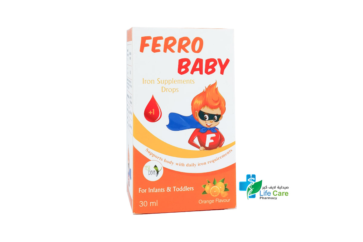 FERRO BABY IRON SUPPLEMENTS DROPS ORANGE FLAVOUR 30 ML - Life Care Pharmacy