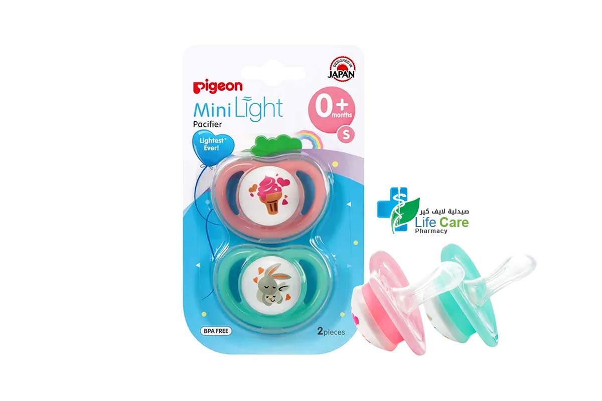 PIGEON PACIFIER TWIN MINI LIGHT 0 PLUS MONTHS SOFT PINK PLUS MINT SMALL - Life Care Pharmacy