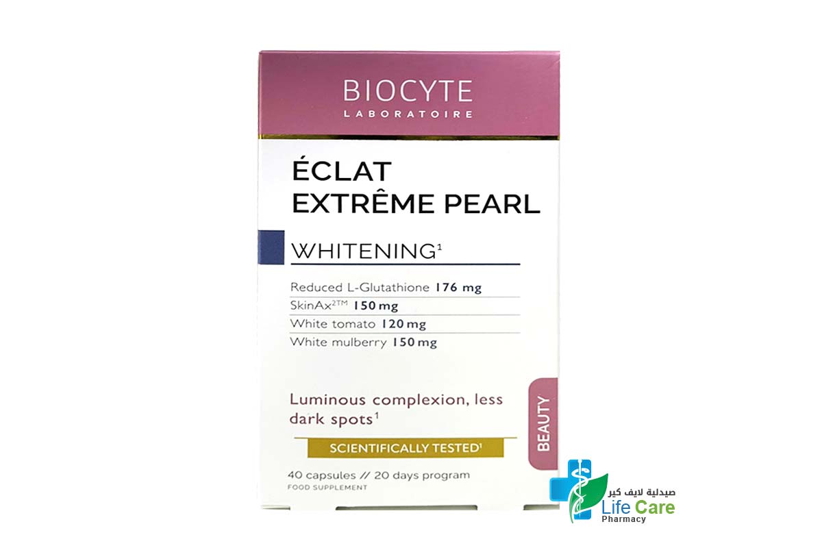 BIOCYTE ECLAT EXTREME PEARL WHITENING  L GLUTATHIONE 40 CAPSULES - Life Care Pharmacy